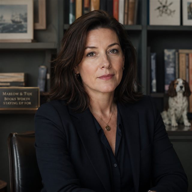 Celeste Filho in her office, with a spaniel figurine on the shelf behind her